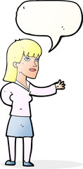 cartoon woman explaining with speech bubble