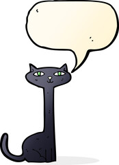 cartoon black cat with speech bubble