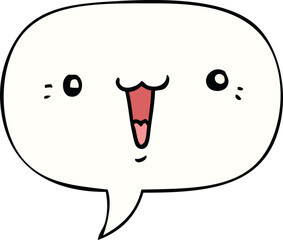 cute cartoon face and speech bubble