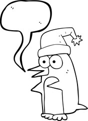 speech bubble cartoon christmas penguin