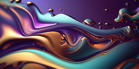 Holographic wavy background, Generative AI