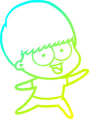 cold gradient line drawing happy cartoon boy
