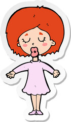 sticker of a cartoon woman in dress