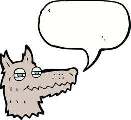cartoon smug wolf face with speech bubble