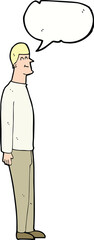 cartoon tall man with speech bubble