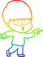 rainbow gradient line drawing cartoon happy boy