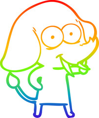rainbow gradient line drawing happy cartoon elephant