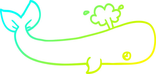 cold gradient line drawing cartoon sea whale