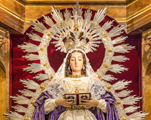 Maria Santisima de la O Coronada inside of church of Holy Mary of the Crowned O, of La Hermandad de...