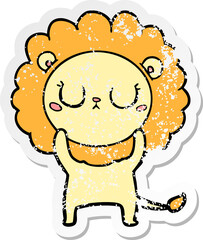 distressed sticker of a cartoon lion