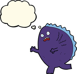 cartoon monster with thought bubble