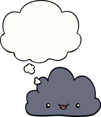 happy cartoon cloud and thought bubble