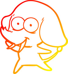 warm gradient line drawing happy cartoon elephant