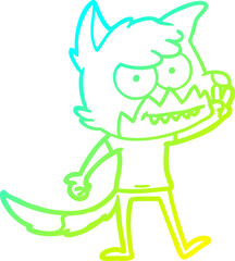 cold gradient line drawing cartoon grinning fox