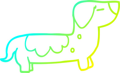 cold gradient line drawing cartoon sausage dog