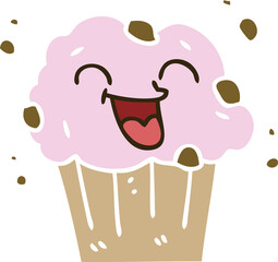 quirky hand drawn cartoon happy muffin