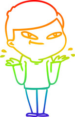 rainbow gradient line drawing cartoon boy