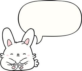 cute cartoon bunny rabbit and speech bubble