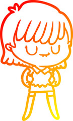 warm gradient line drawing cartoon woman