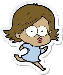 sticker of a cartoon girl pouting