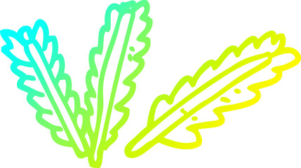 cold gradient line drawing cartoon scattered leaves