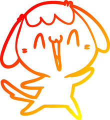 warm gradient line drawing cute cartoon dog