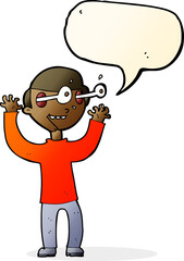 cartoon man with popping out eyes with speech bubble