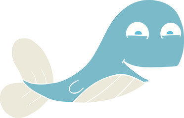 flat color illustration of a cartoon whale