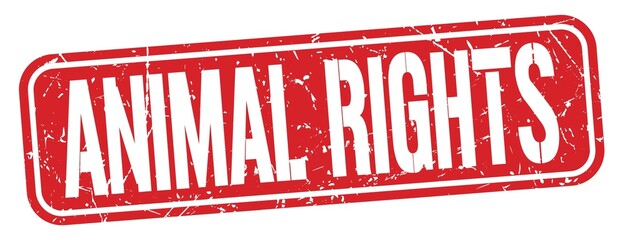 ANIMAL RIGHTS text written on red stamp sign.