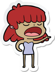 sticker of a cartoon woman talking loudly