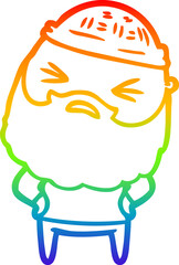 rainbow gradient line drawing cartoon man with beard