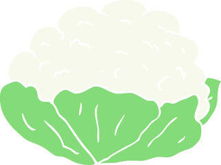 flat color illustration of a cartoon cauliflower