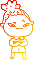 warm gradient line drawing cartoon woman