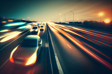 Dynamik und Bewegung: Langzeitbelichtung der Autobahn - Generative Ai