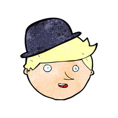 cartoon man wearing bowler hat