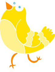 flat color illustration of a cartoon bird