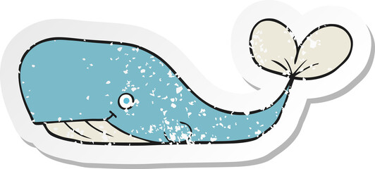 retro distressed sticker of a cartoon whale