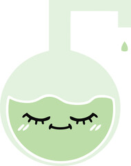 flat color retro cartoon science experiment