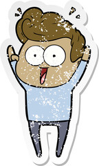 distressed sticker of a cartoon man