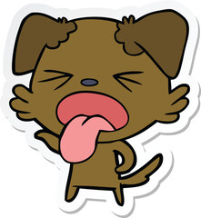 sticker of a cartoon disgusted dog