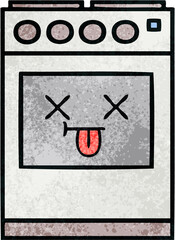 retro grunge texture cartoon kitchen oven