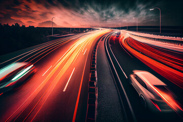 Dynamik und Bewegung: Langzeitbelichtung der Autobahn - Generative Ai