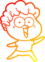 warm gradient line drawing excited man cartoon