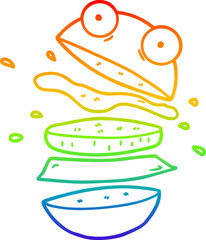 rainbow gradient line drawing cartoon amazing burger