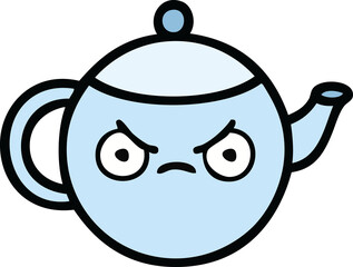 cute cartoon angry tea pot