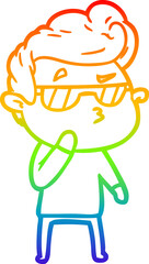 rainbow gradient line drawing cartoon cool guy