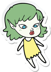 sticker of a pretty cartoon elf girl