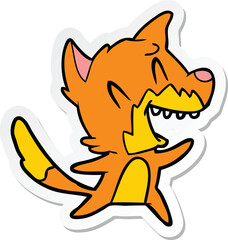 sticker of a laughing fox cartoon