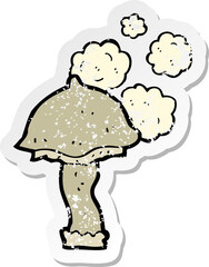 retro distressed sticker of a cartoon mushroom