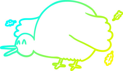 cold gradient line drawing cartoon kiwi bird flapping wings